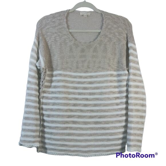 Mystree Neutral Stripe Knit Sweater Size Small - Picture 1 of 6